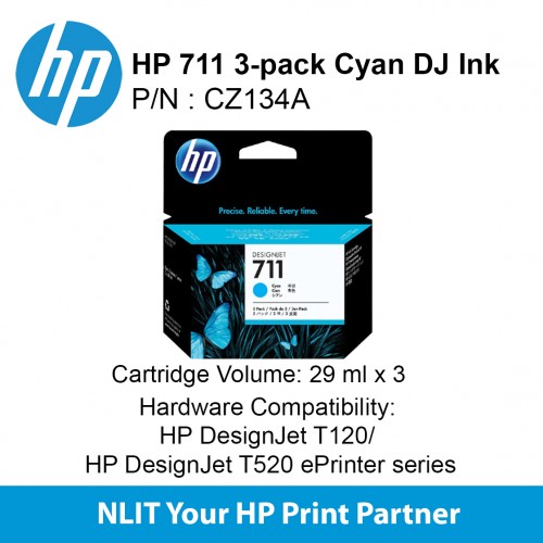 HP 711 3-Pack 29-ml Mag Ink Cartridge 29ml(3pack) For Printe